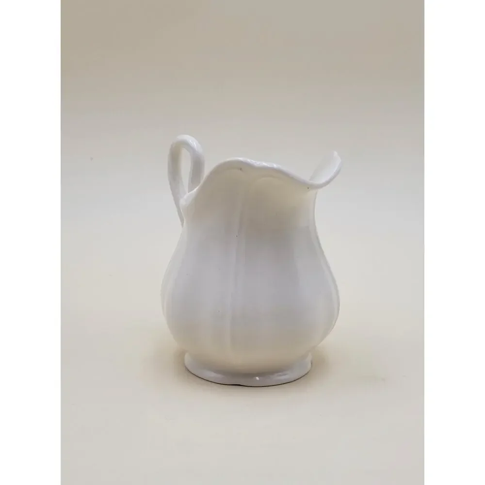 Wedgwood Queens Shape Creamer White Ceramic Scalloped Rim Vtg